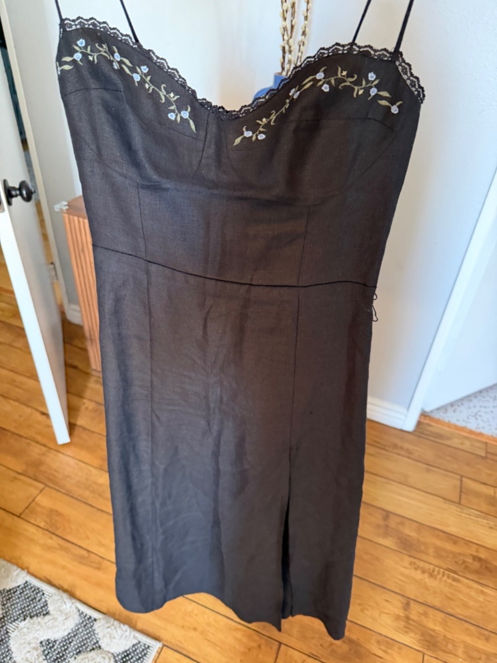 Reformation Kieryn Linen Dress - Black - Size 4 - Picture 5 of 6